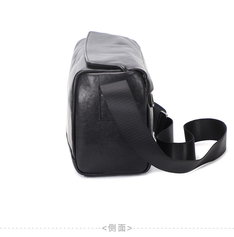Túi đeo chéo nam da bò thuần phong cách tối giản, túi gối nhỏ 29×11×17 cm — Màu đen chi tiết 14