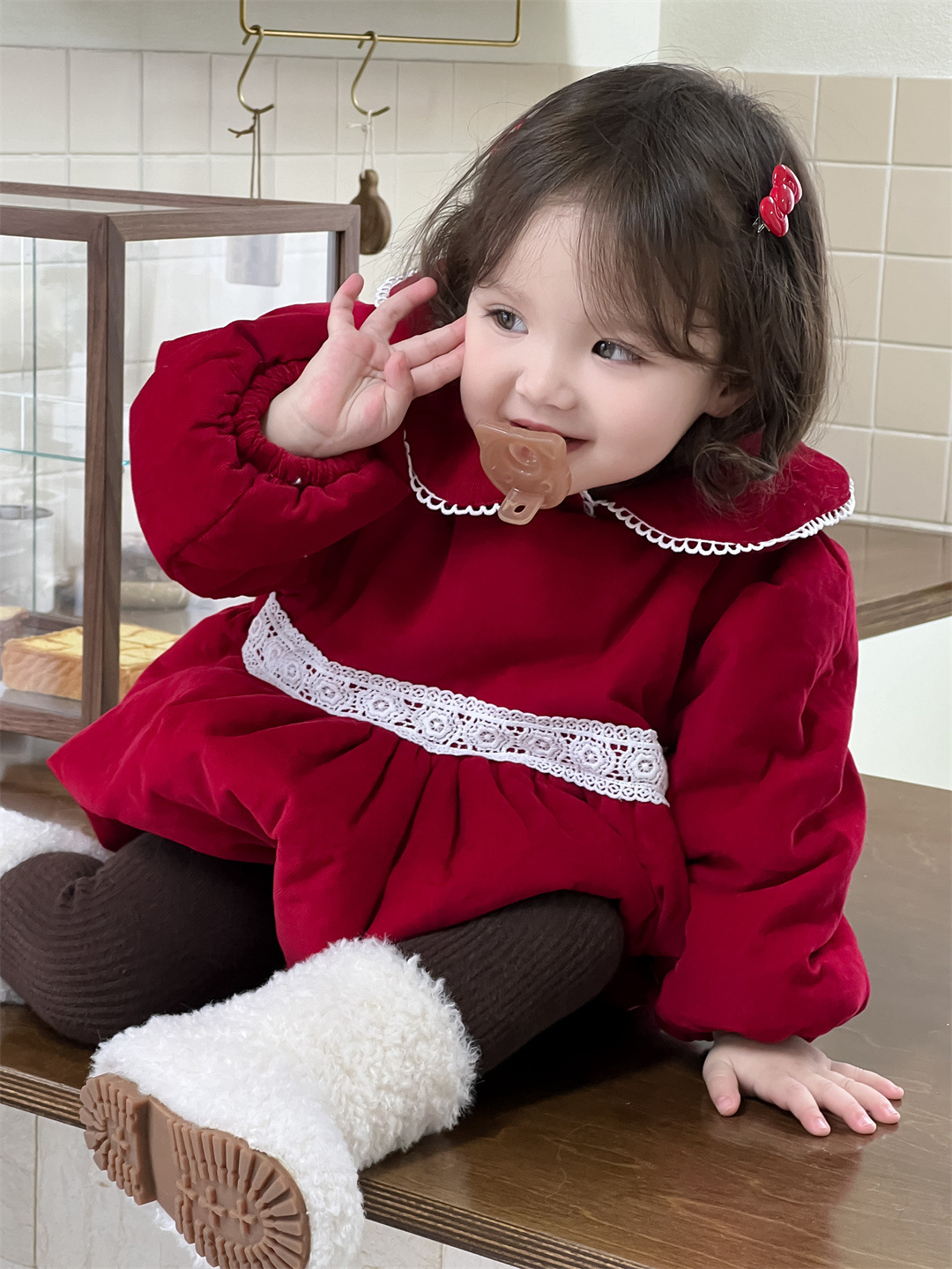 Ropa de invierno para niños, bolsa de solapa para bebés, ropa infantil coreana más camisa de pelusa