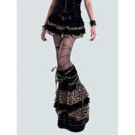 U 18553 Leopard Tie Slouch Socks 豹纹绑带堆堆袜套