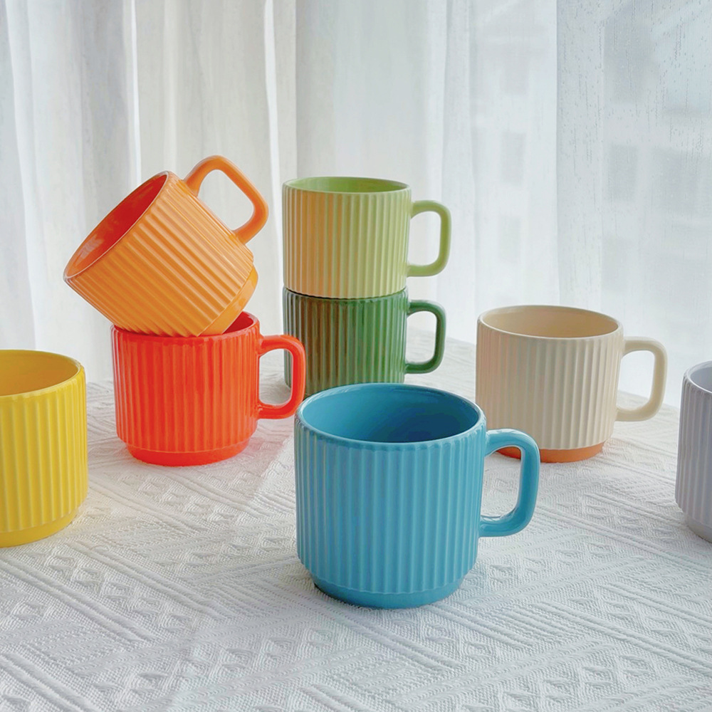 Taza de Cerámica Apilable Vertical de Gres Porcelánico, Diseño Apilable, Resistente a Altas Temperaturas, para Hogar