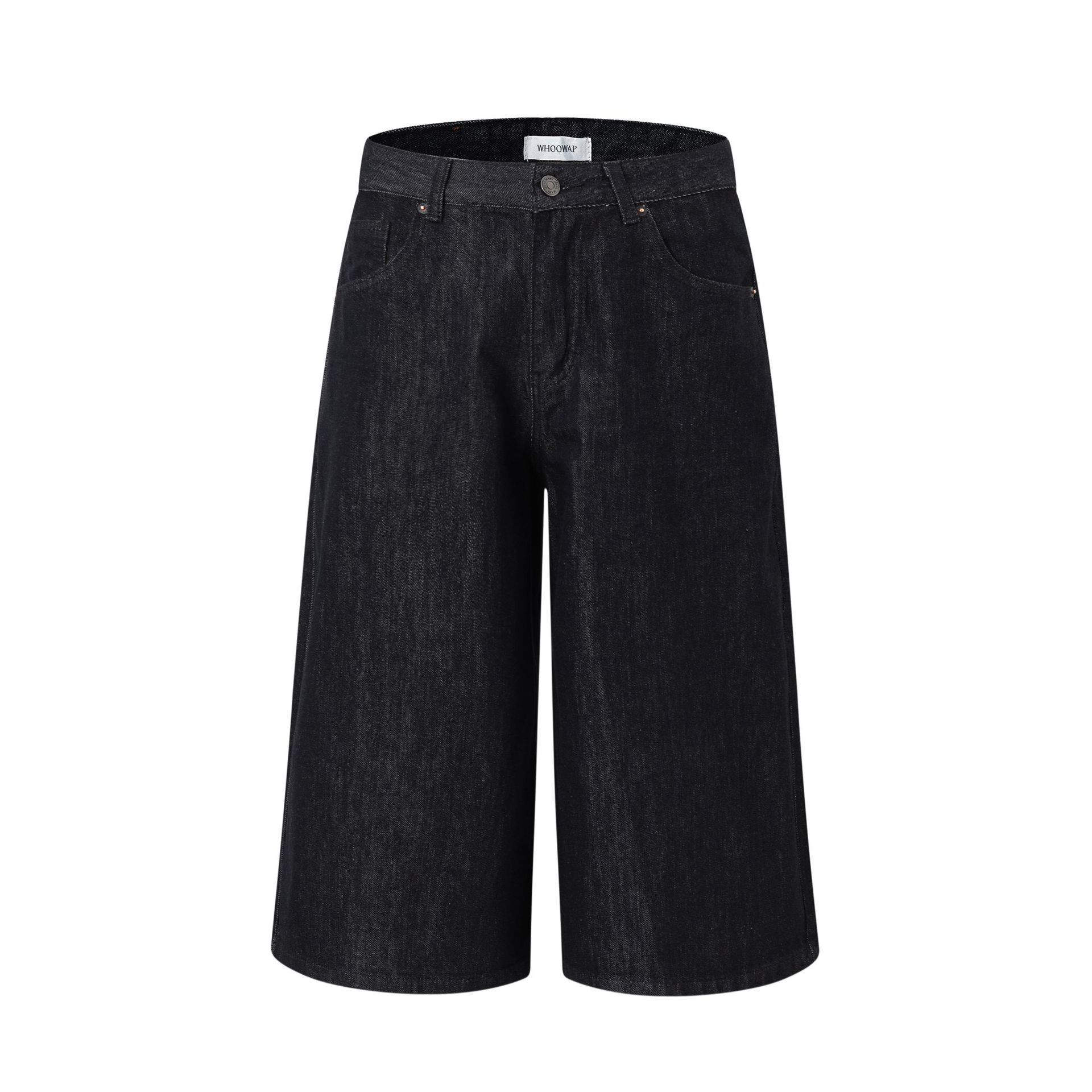 WHOOWAP Denim Shorts Loose Black
