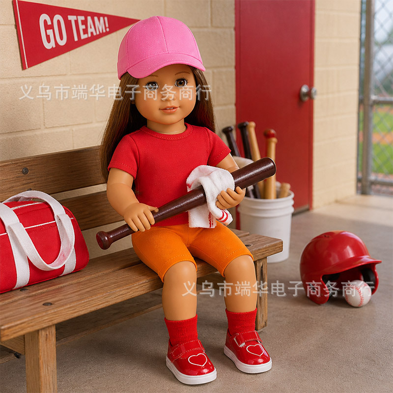 18 Zoll American Girl Puppe Baseball-Set, 16 Zoll realistische Puppe Baseballmütze, grenzüberschreitende Bestseller Puppenkleidung Zubehör