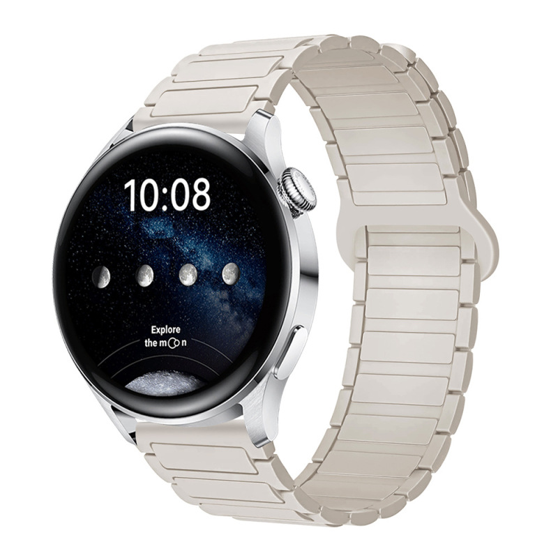适用三星华为表带GT3/4/5荣耀watch4567二代三珠硅胶磁吸手表带|undefined
