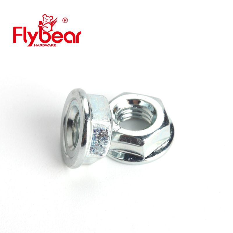 福贝尔工厂制造35#钢本色六角法兰面自锁螺母定D318