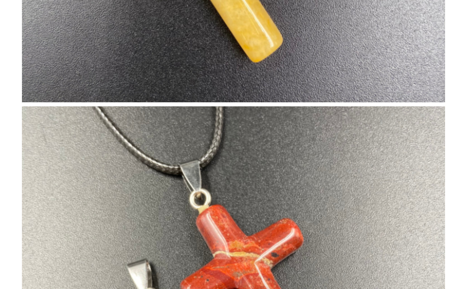 Retro Cross Natural Stone Pink Crystal Handmade Pendant Necklace 1 Piece