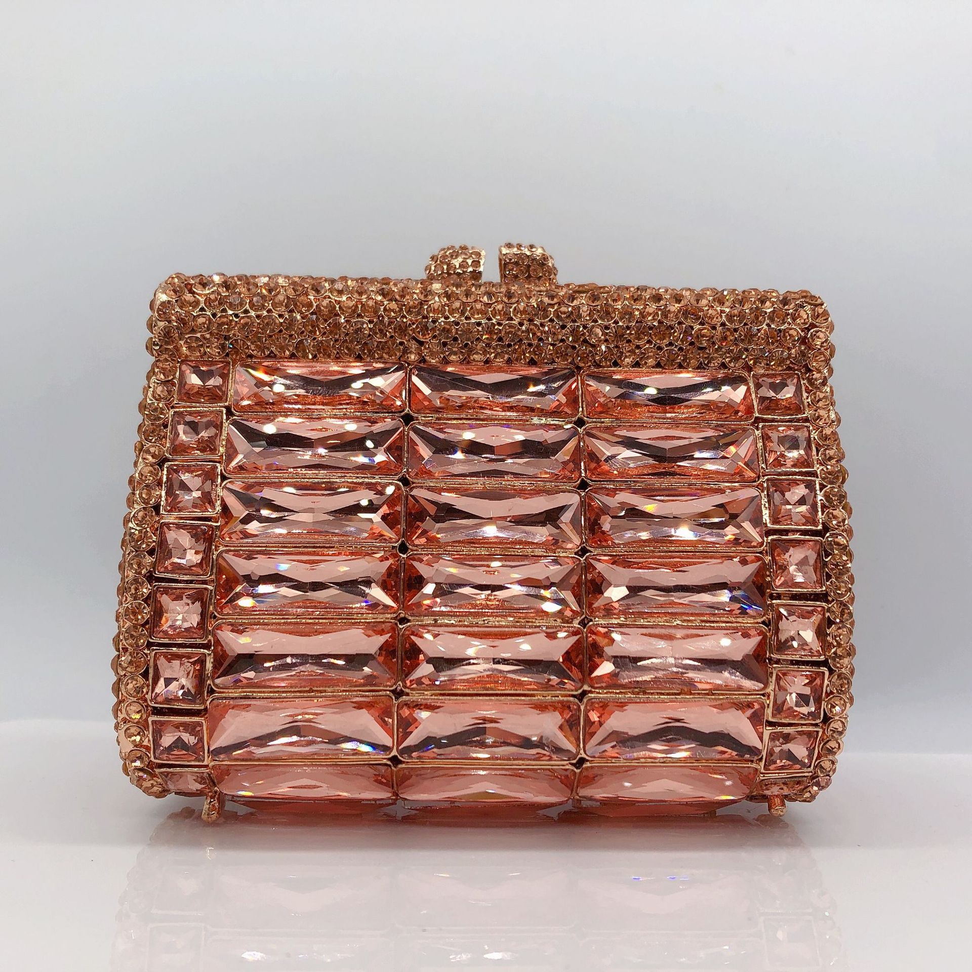 Túi clutch nữ đính đá rhinestone dạ hội cầm tay — Màu Sâm panh, Đế Vàng Kim Cương, Nền vàng kim cương trắng, Vàng kim AB