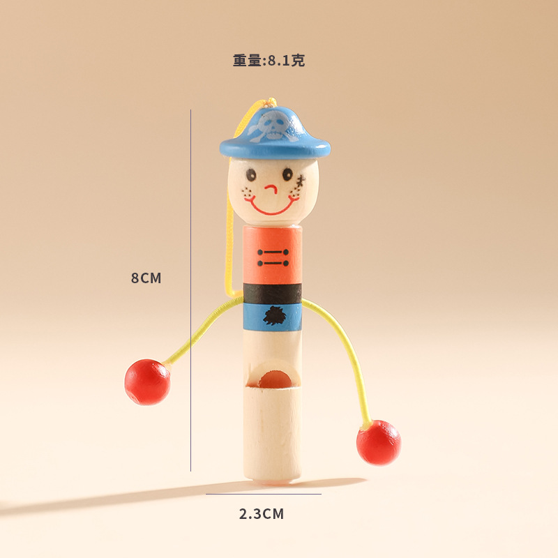 Pequeños piratas de dibujos animados de madera silbato juguetes creativos instrumentos de soplo bebés silbato pequeño regalo de jardín de infantes