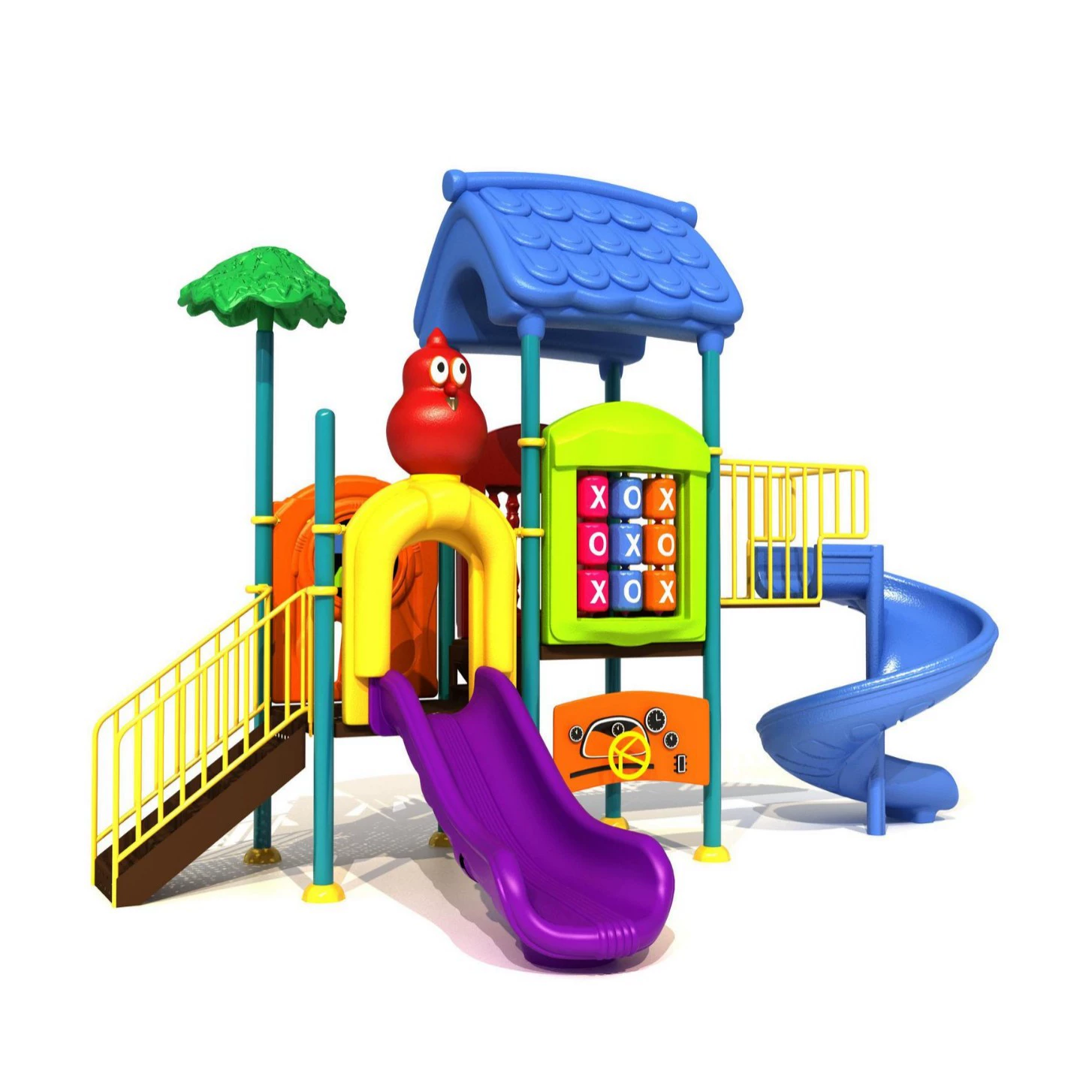 Детская игровая площадка с горкой и качелями для нескольких человек, 89-секционная пластиковая горка для парков и общественных мест, уличная комбинированная горка