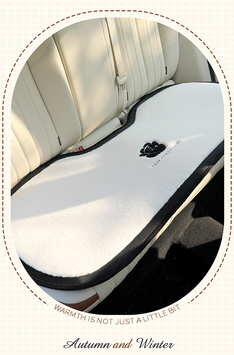 New tea tree flower plush winter car seat cushion, suitable for all seasons, rear seat cushion, single piece for car interior