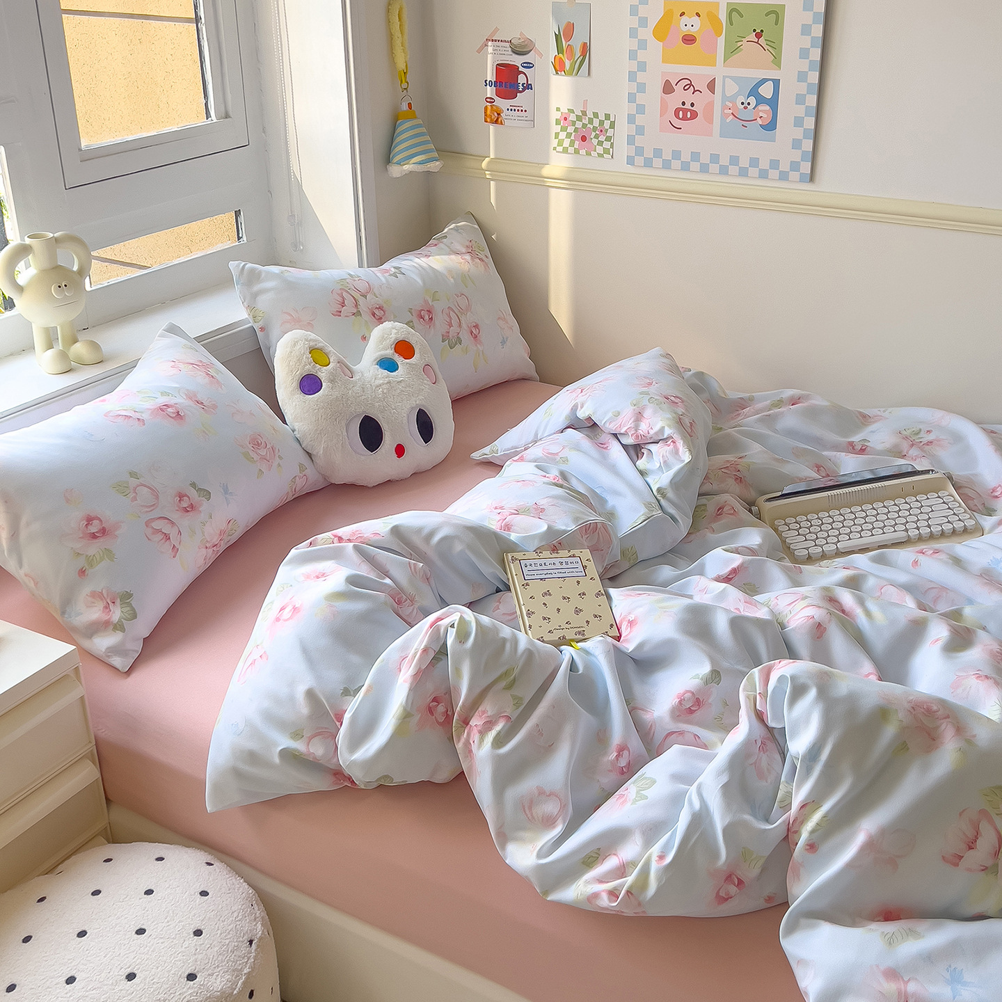 Madre y bebé clase A dormir desnudo algodón cuatro piezas cubierta sábanas de cama super suave cama dormitorio gaza tres piezas