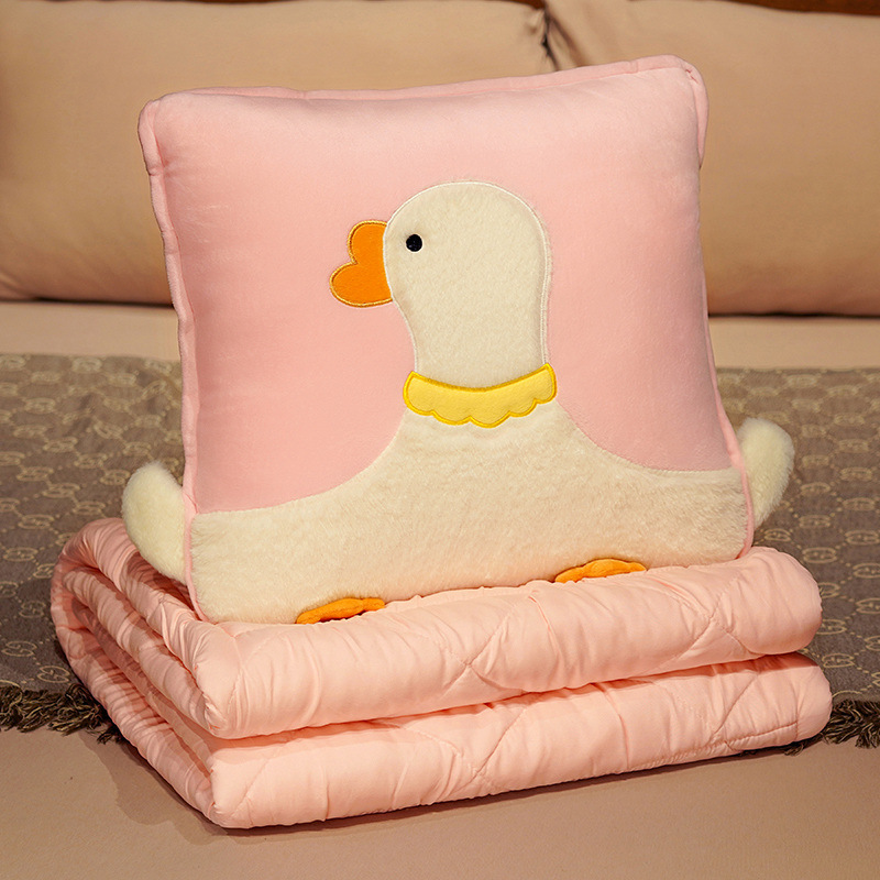 Cojines de dibujos animados gansos dos en uno almohada plegable cojines de coche de oficina siesta almohada sofá