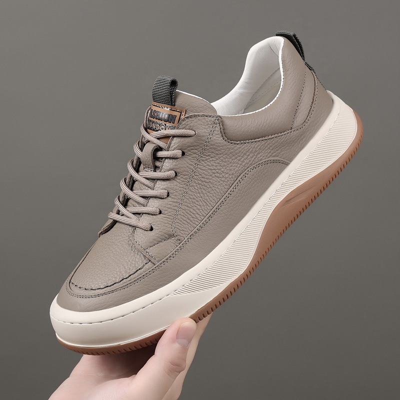 2025, nuevos zapatos casuales de hombre con suela gruesa, zapatos de hombre de cuero transpirables, zapatos de mango