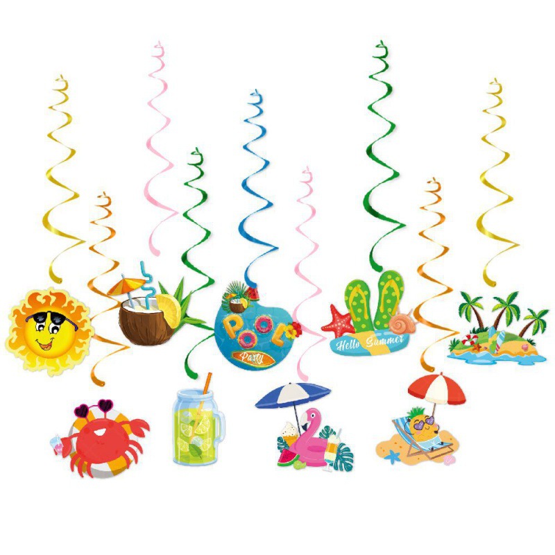 Transfronterizo nuevo Hawaiian fiesta decoración espiral etiqueta verano fiesta colgante decoración espiral colgante ornamento colgante adorno colgante ornamento