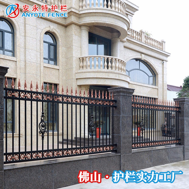 东莞厂区围墙栏杆三横杆锌钢护栏铁艺栅栏装配式围挡围栏 可定 制