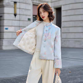 女式羽绒服2025冬季新款女新中式国风提花90白鸭绒保暖外套SY2797