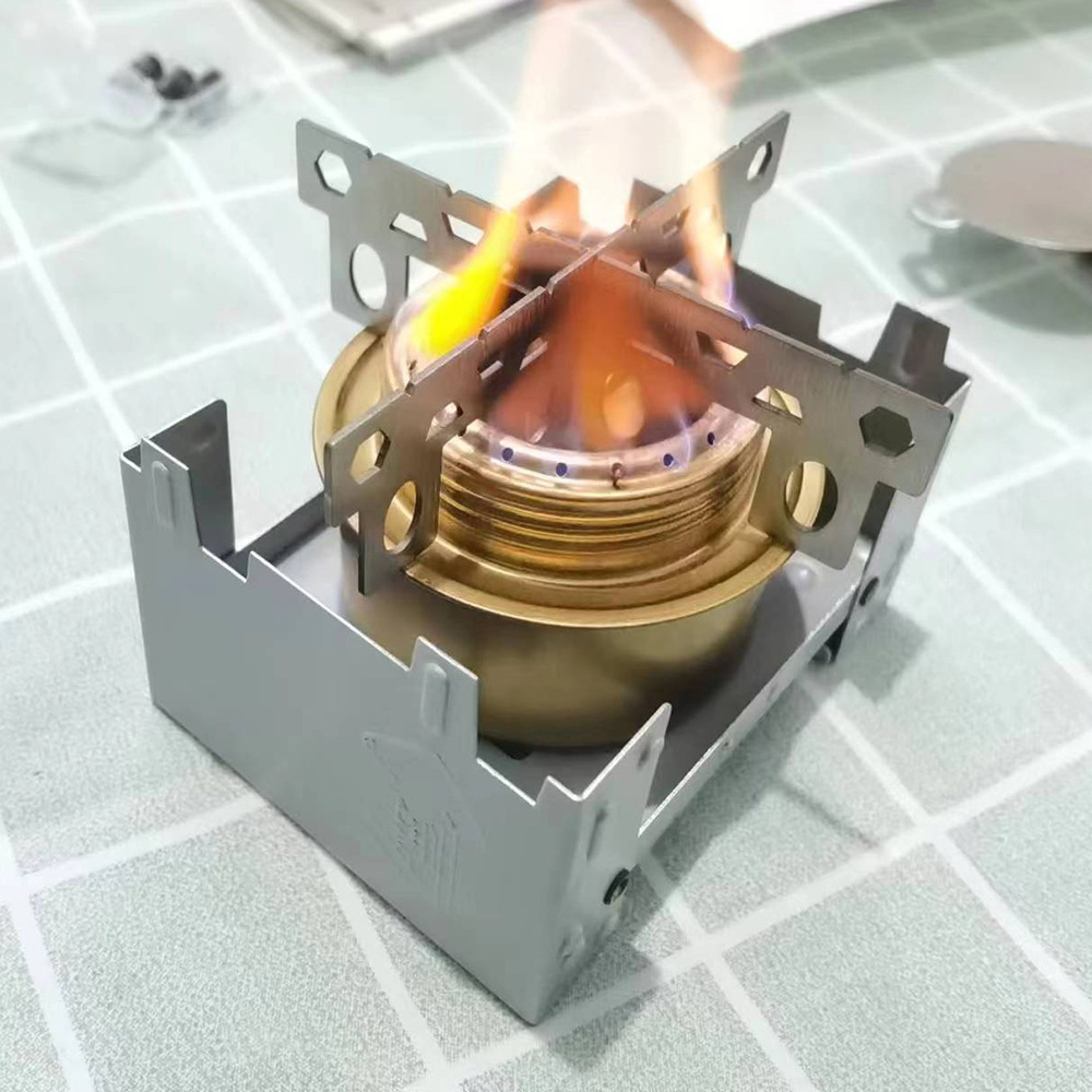 Al Aire Libre picnic portátil sin presión fuego líquido alcohol sólido Acero inoxidable portátil camping pequeña estufa de alcohol pequeño soporte