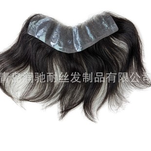 Men's bangs forehead reissue PU reverse half buckle multiple sizes realistic natural men's hairline real person hair