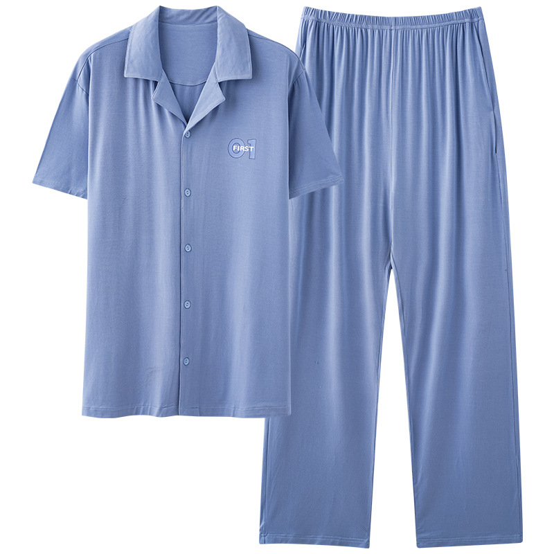 Pajamas de pareja moda para mujeres primavera y verano, pantalones de mangas cortas, ropa delgada para hombres y mujeres, cardigan, set grande