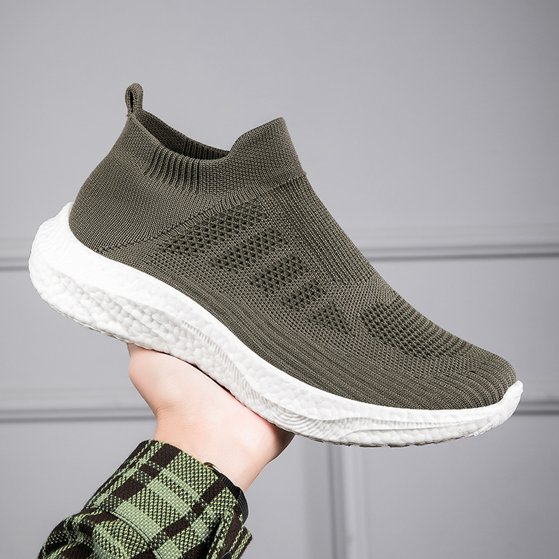 Zapatos para caminar para hombres y mujeres, zapatillas de deporte de un solo pie, calcetines casuales de verano para hombres, zapatos de tejido con suela de palomitas de maíz de tendencia transpirable