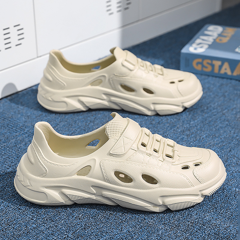 Men's Spring and Summer New Casual Versatile Daily Comfortable Breathable Solid Color Round-Toe Eva Thick-Soled Men's Clogs