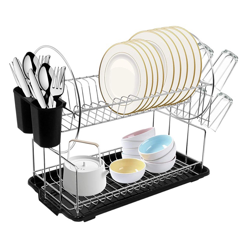 Estante para platos de gran capacidad para cocina, escurridor, escurridor de platos, estante de almacenamiento por encima del fregadero