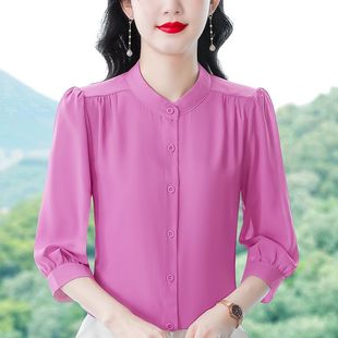 High-End Silk Shirts, Mom's Summer Tops, New Three-Point Age-Reducing Shirts, Small Shirts