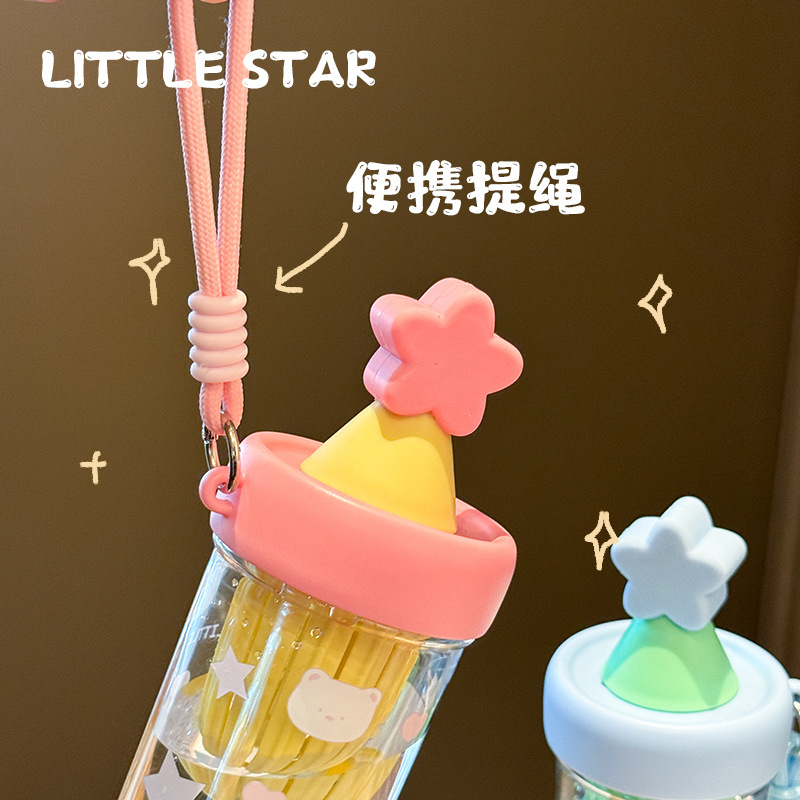 新型シンプルなコップ女子学生の高颜値ストロー付き茶倉プラスチックコップ夏学生の大容量外出コップ|undefined
