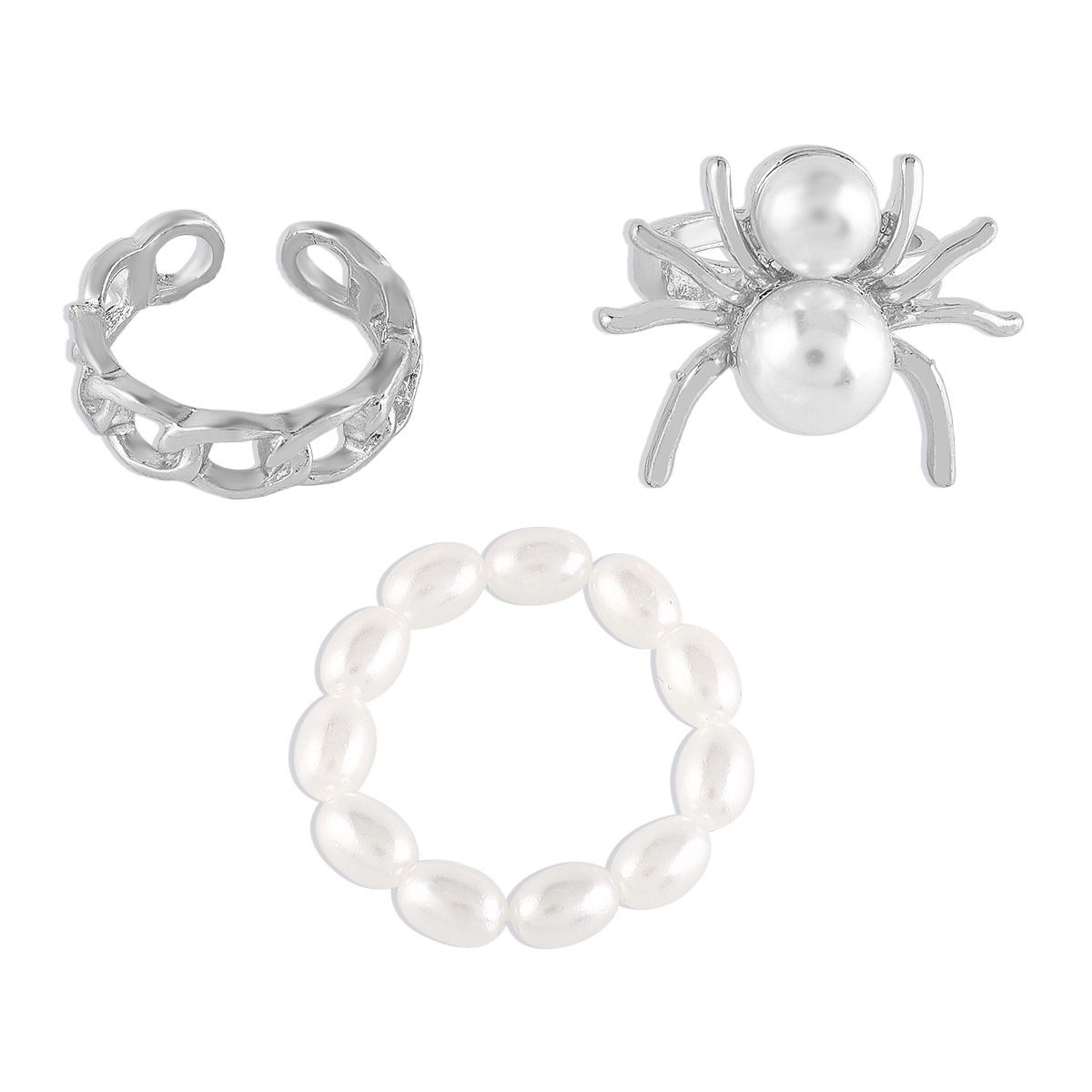 Fashion Female Simulated Pearl Creative Chain Spider Alloy Ring display picture 7