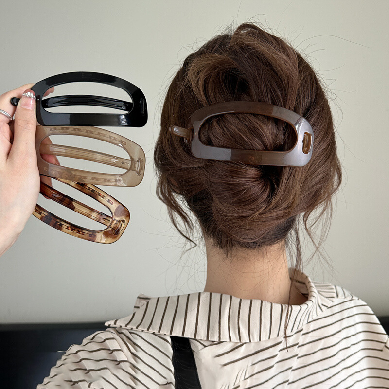 Horquilla ovalada simple, volumen de cabello femenino, clip giratorio de la parte posterior de la cabeza de moda, clip de una palabra, tocado de temperamento de alta calidad