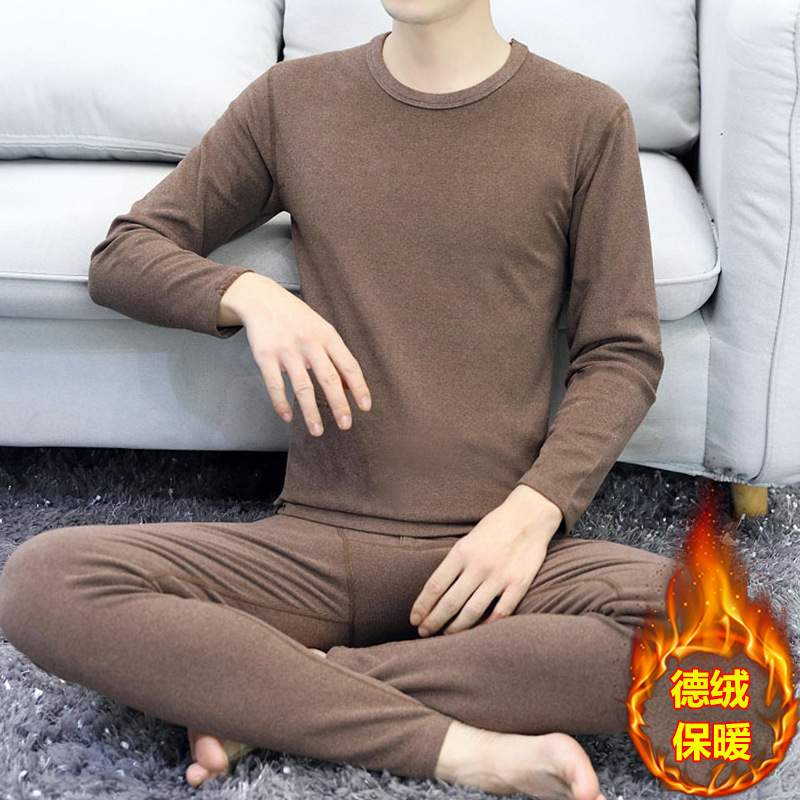 Round neck velvet suit light brown