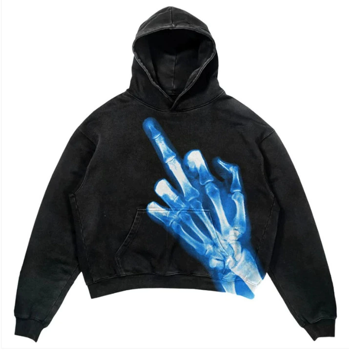 Новый худи skeleton в стиле Faith Over Fear - готический Harajuku Y2K взрыв принт толстовка для мужчин