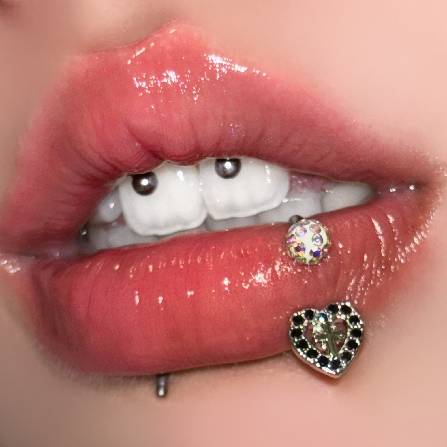 Daily, Street Occasion 1 Piece Lip Rings Sweet Heart Shape Copper Polishing Lip Rings