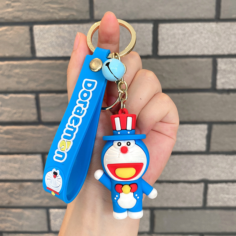 Sombrero mágico Jingdang llavero gato Doraemon silicona muñeca llavero del coche bolsa adornos pequeño regalo