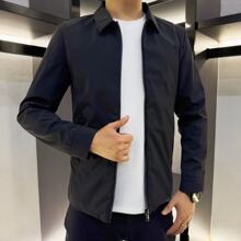 2025春秋商务风新款修身夹克万众期待的拉链休闲净版帅气男士外套