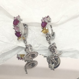 Niche design inter-ear candle holder retro color love zircon candle earring high-end light luxury unique earrings for women