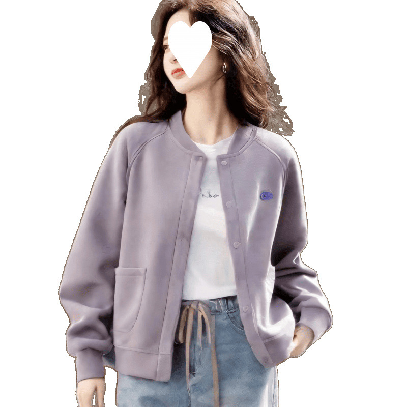 Baseball spring fashionable trend sweatshirt with a round collar