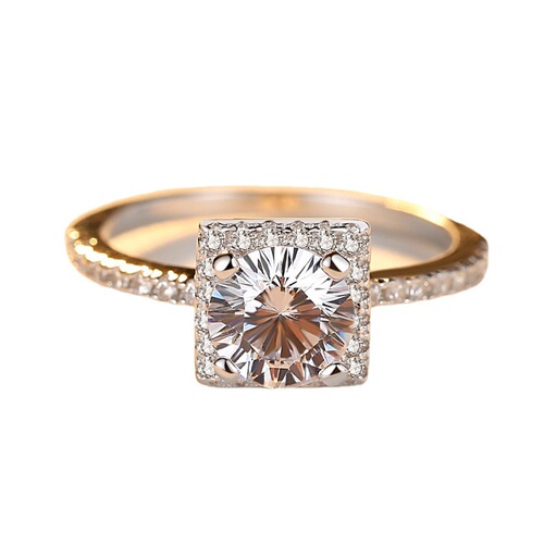 925 sterling silver ring for women European and American style group set single diamond 1 carat moissanite square silver jewelry wholesale