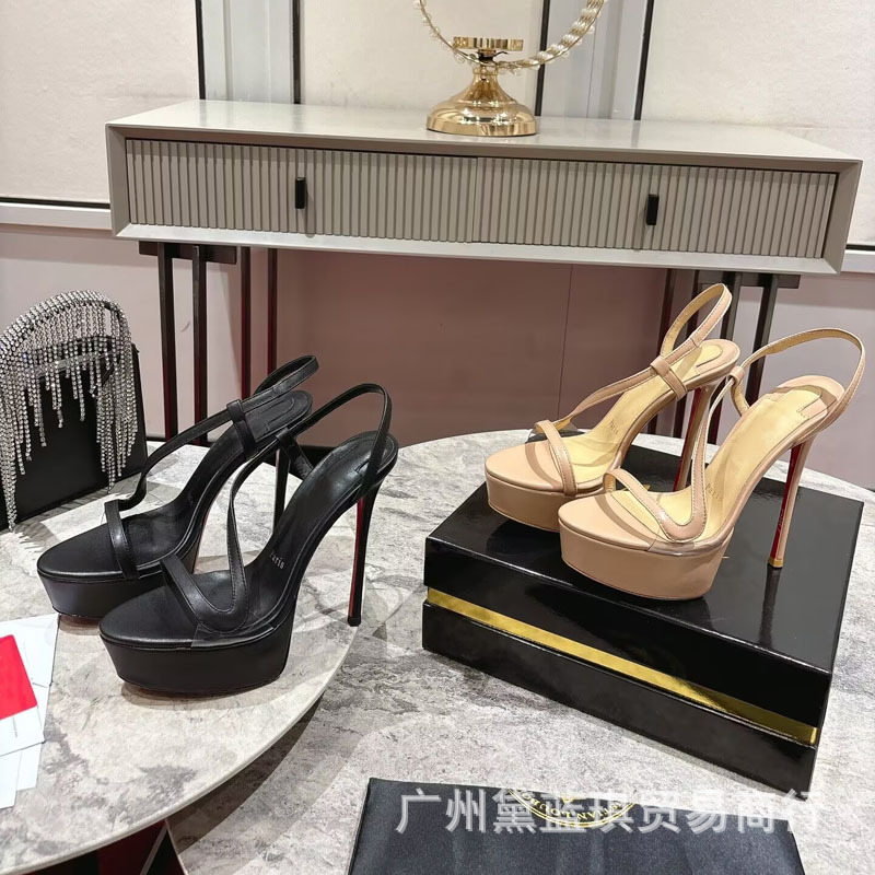 High-End European and American Cross-Border Plus-Size Leather Twisted Open-Toe Hollow Back-Strap Platform Sandals with Ultra-High Stiletto Heels High-End European and American Cross-Border Plus-Size Leather Twisted Open-Toe Hollow Back-Strap Platform Sandals with Ultra-High Stiletto Heels