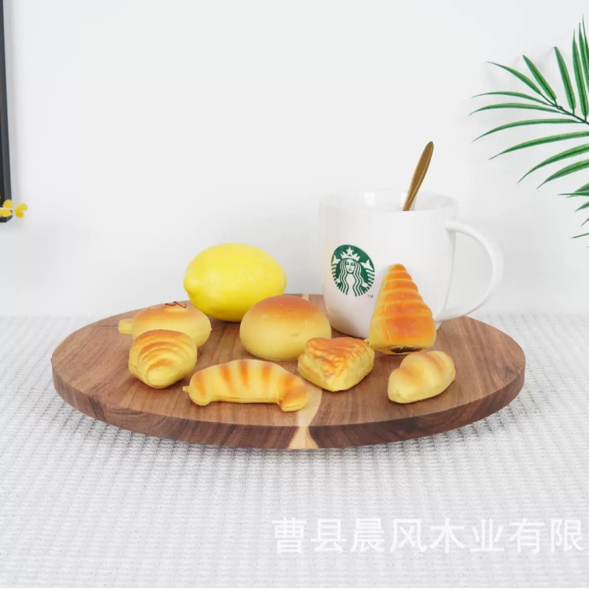 简约木质圆形托盘家用客厅水果干果盘卧室化妆品整理架