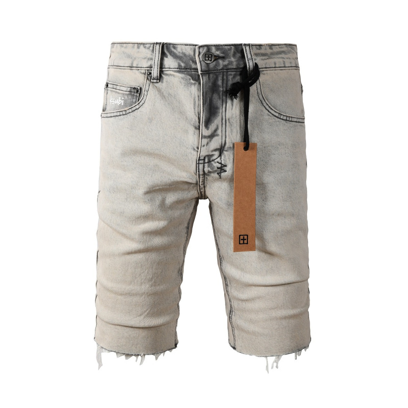 Foreign Trade Cross-Border European and American Trendy Brand Ksubi Shorts Hiphop Street Hip-Hop Ripped Distressed Denim Shorts