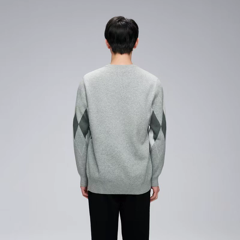 [Hai Brand Cutting Label] зимний новый алмазный клетчатый вязаный свитер стирка декоративный контраст цвета круглый вырез Sweater 4U122A