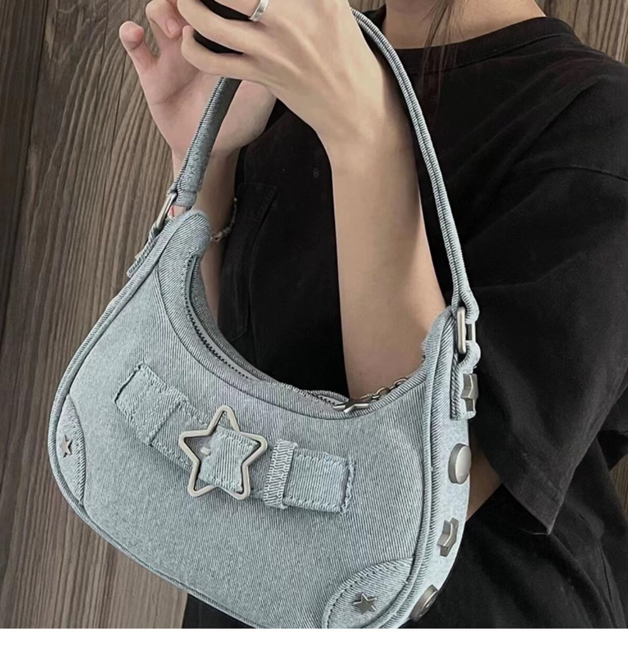 Borsa in denim Borse a tracolla alla moda per ragazze Borse da ascella firmate Borse con manico da donna Borse casual_voghion.com