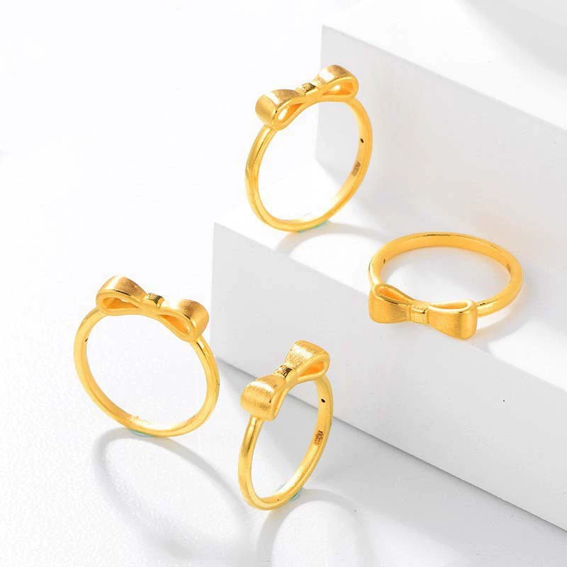 Кольцо Shuibeijin из чистого золота 999 пробы с бантом для женщин. Кольцо с бантом из чистого золота 24 карата. Бегущая принцесса с бантом.