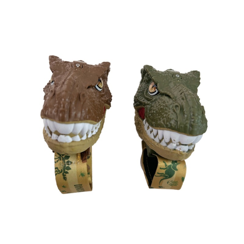 Explosiones transfronterizas coloridas cabeza de dinosaurio mecánico sonido y óptico niños intercomunicación flash música creativa juguetes de muñeca