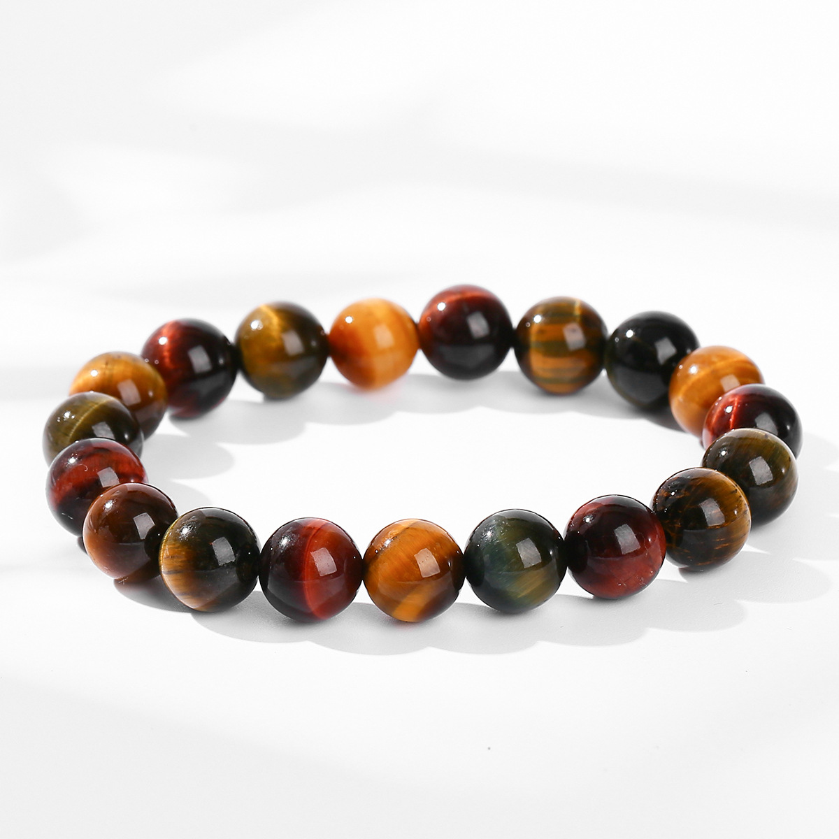 結晶東ジュエリー稲妻目男女スタイルの個性的なトレンド単輪ビーズブレスレット卸売り5a三色虎眼石手串