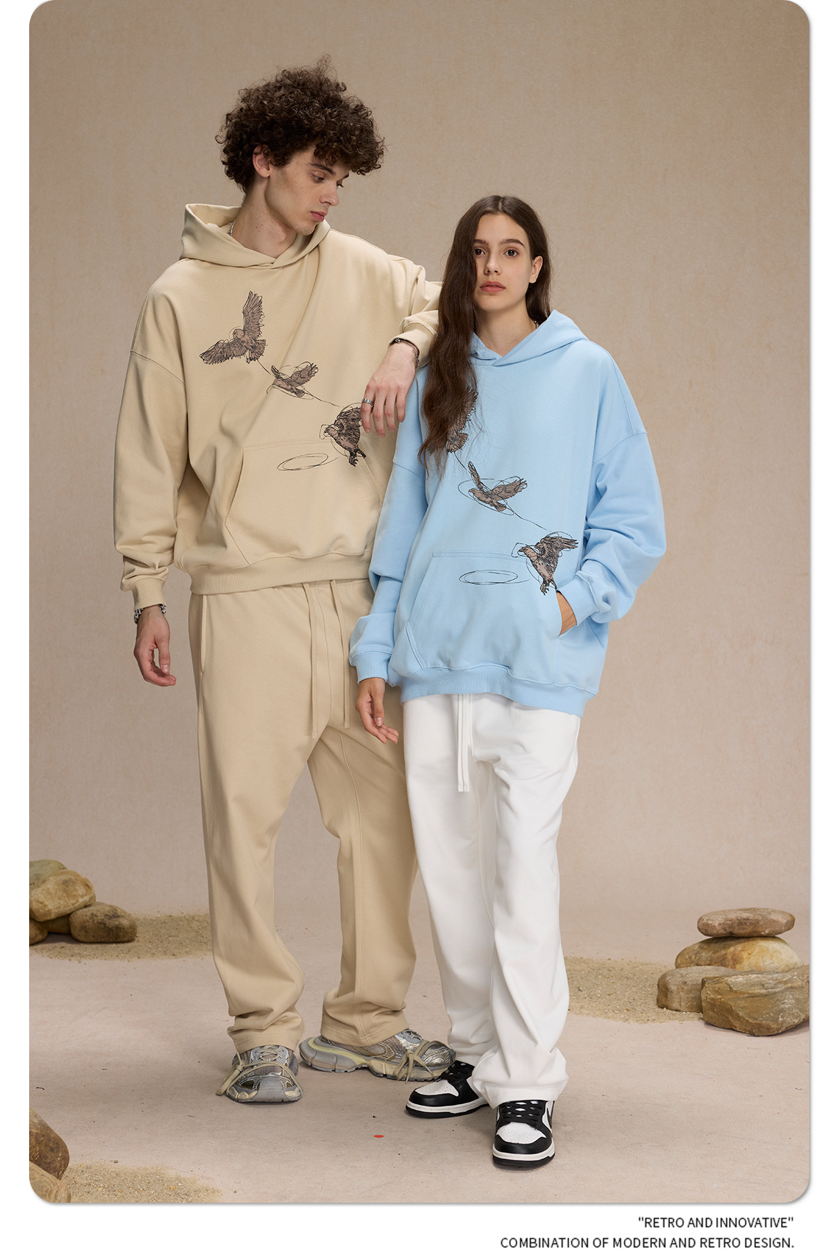 2024 New Product 430g White Ink Digital Direct Spray Printed Men's Trendy Brand Loose Hoodie for Couples_voghion.com