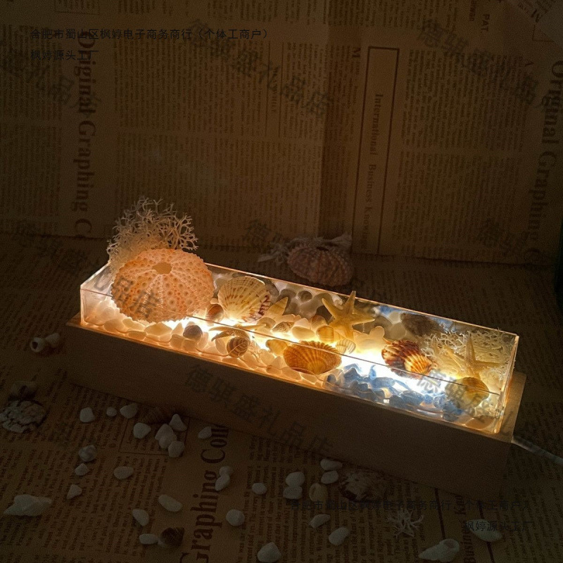 Handmade Ocean Shells, Conch and Sea Urchin Night Light Creative Ornaments for Chinese Valentine's Day and Birthday Gifts for Girls
