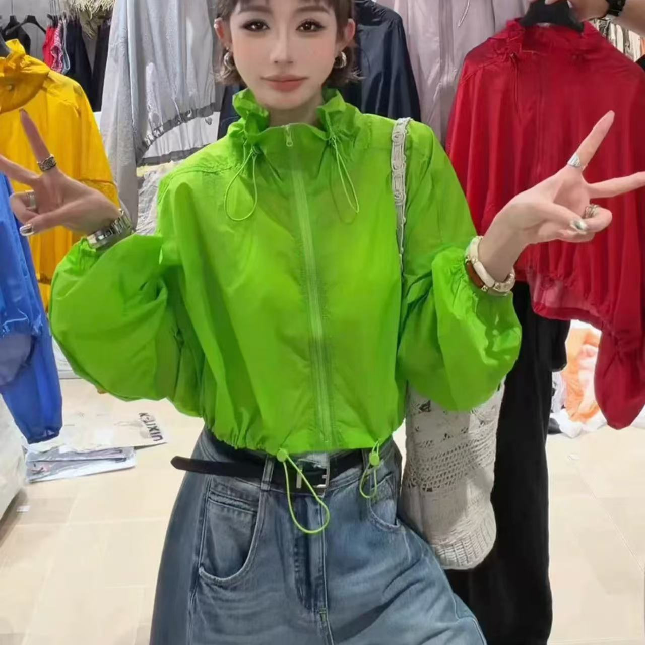 Stylish Stand Collar Short Jacket, Short Style, 2026 Candy Color Sun Protection Shirt, New Summer Style, Lightweight and Youthful Top, Sun Protection Clothing