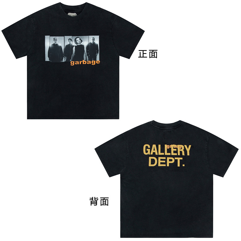 VTG GALLERY DEPT camiseta retro de manga corta lavada y desgastada graffiti arcoíris suelta antiniebla pareja de media manga hombres