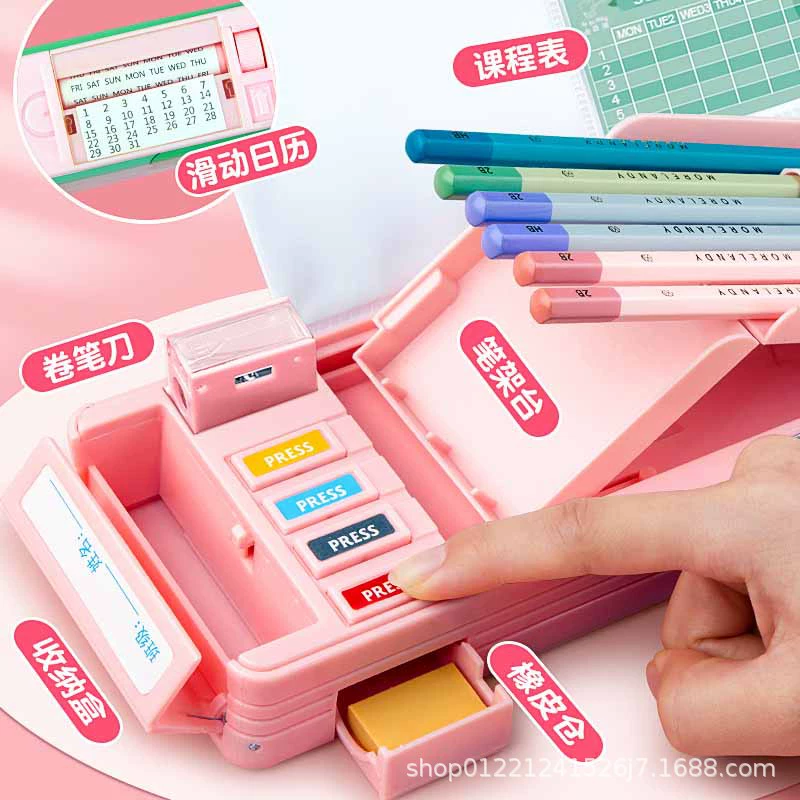 Universal high quality pencil case for elementary school students, capacious stationery, storage box, science and technology, wholesale